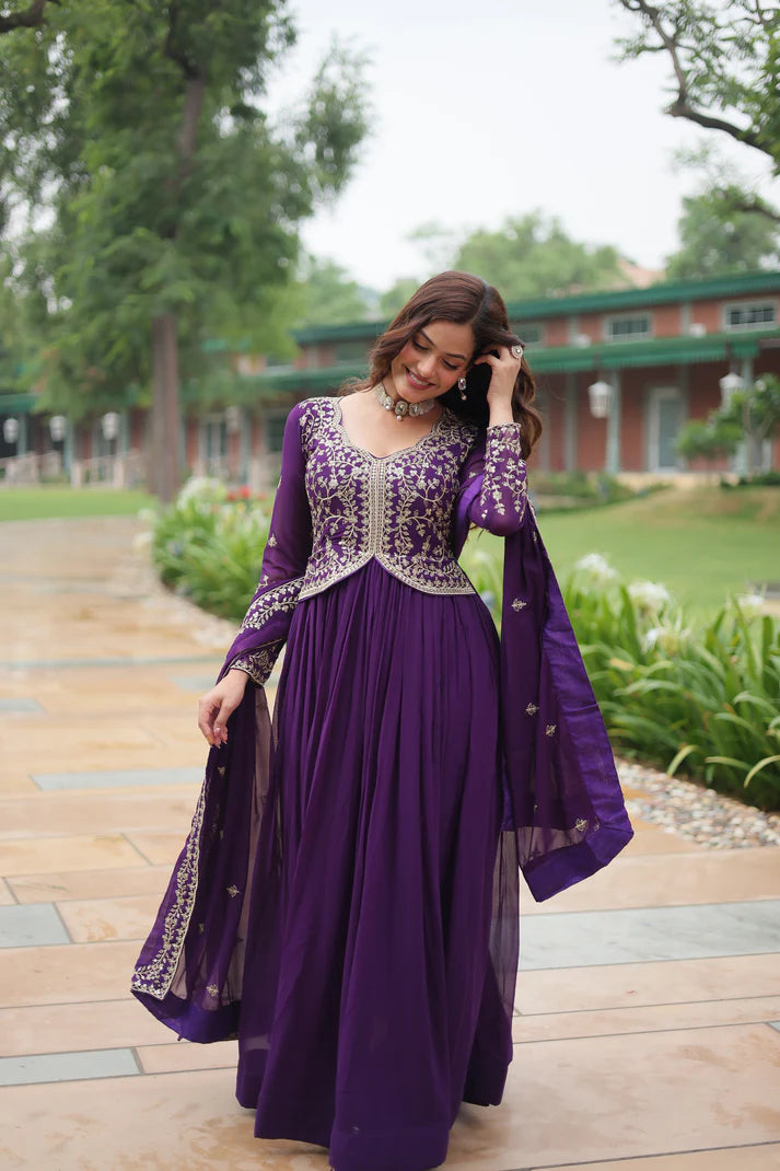 WEDDING SPECIAL FAUX BLOOMING SEQUINS EMBROIDERED GOWN WITH DUPATTA(WD50)