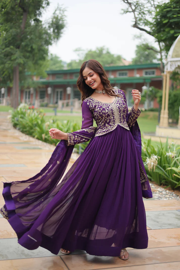WEDDING SPECIAL FAUX BLOOMING SEQUINS EMBROIDERED GOWN WITH DUPATTA(WD50)