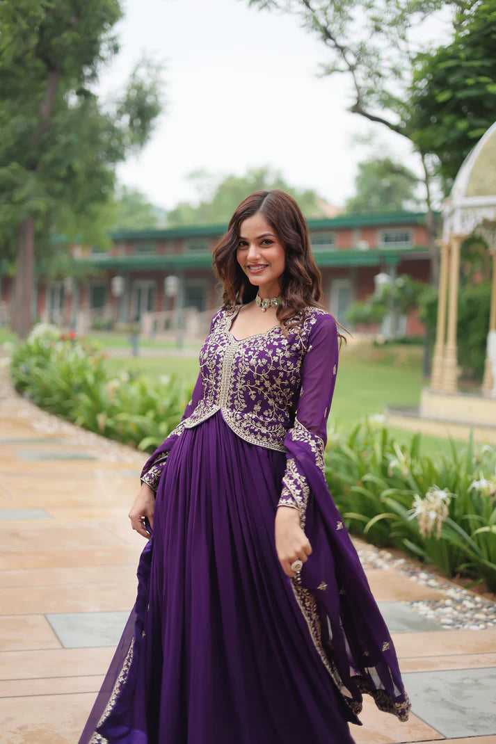 WEDDING SPECIAL FAUX BLOOMING SEQUINS EMBROIDERED GOWN WITH DUPATTA(WD50)