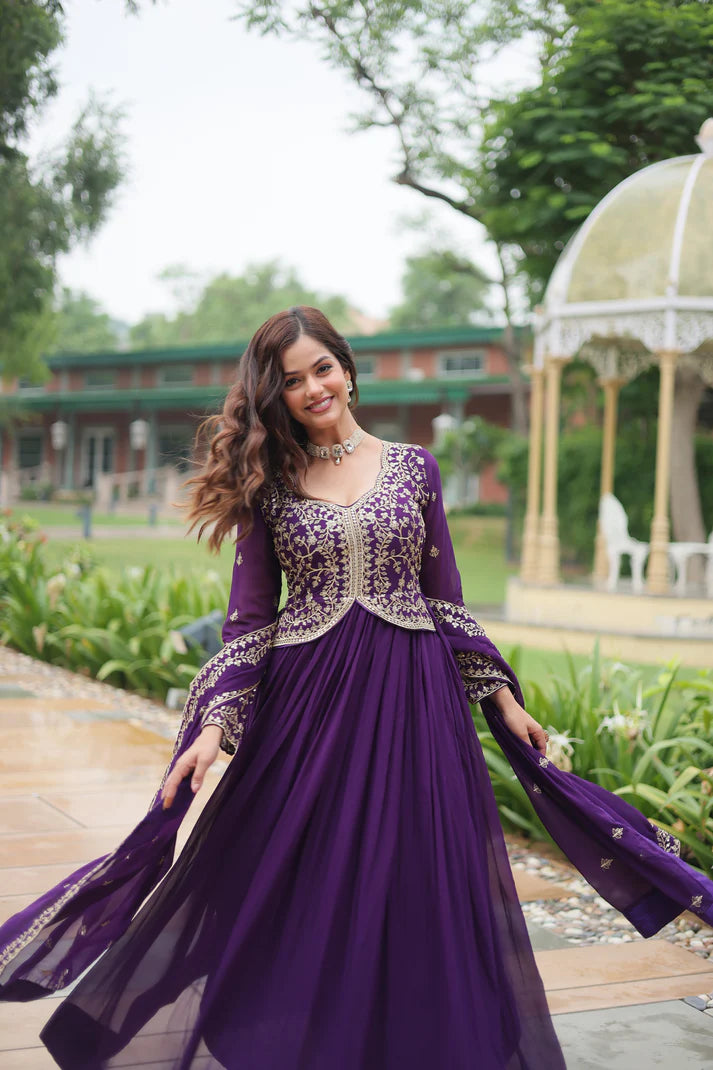 WEDDING SPECIAL FAUX BLOOMING SEQUINS EMBROIDERED GOWN WITH DUPATTA(WD50)