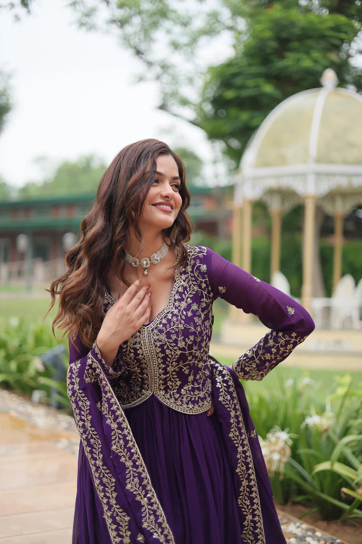WEDDING SPECIAL FAUX BLOOMING SEQUINS EMBROIDERED GOWN WITH DUPATTA(WD50)