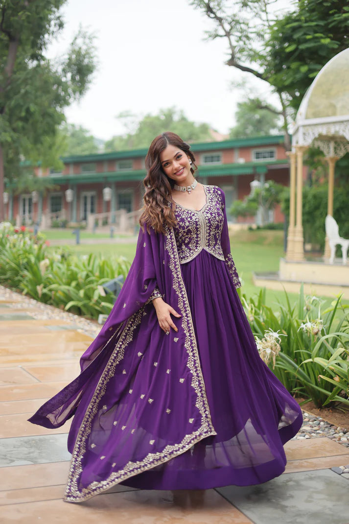 WEDDING SPECIAL FAUX BLOOMING SEQUINS EMBROIDERED GOWN WITH DUPATTA(WD50)