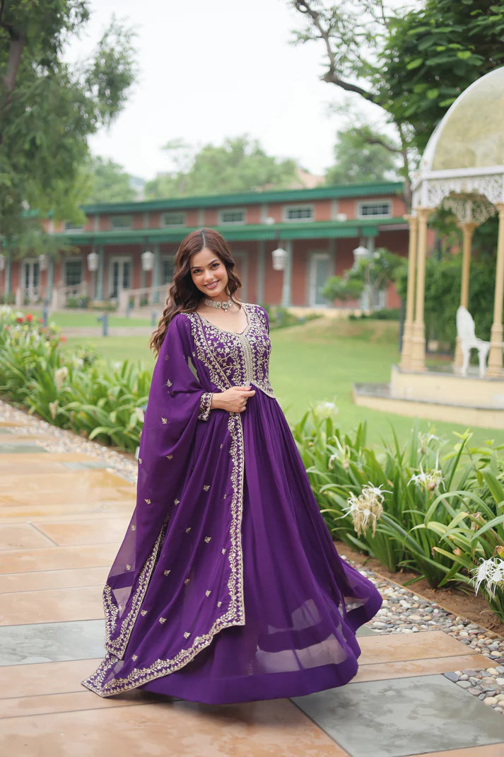 WEDDING SPECIAL FAUX BLOOMING SEQUINS EMBROIDERED GOWN WITH DUPATTA(WD50)