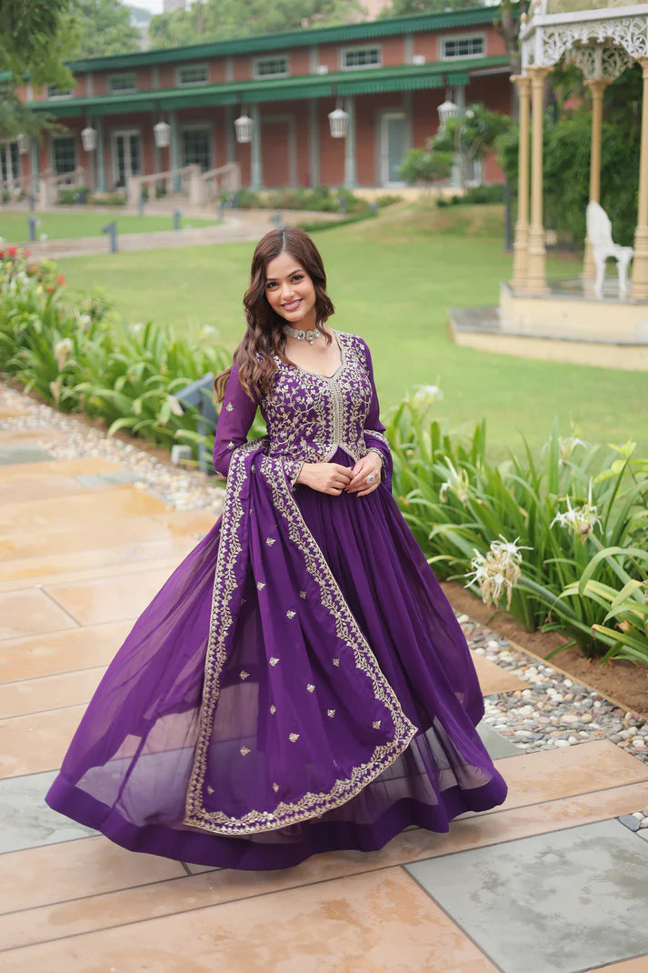 WEDDING SPECIAL FAUX BLOOMING SEQUINS EMBROIDERED GOWN WITH DUPATTA(WD50)