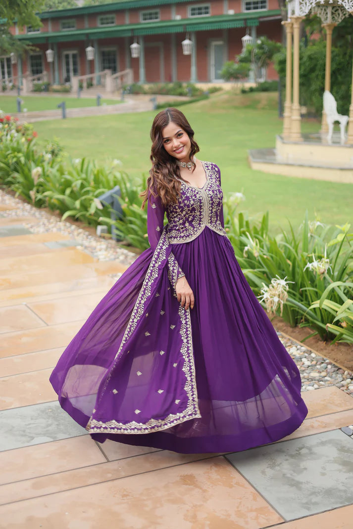 WEDDING SPECIAL FAUX BLOOMING SEQUINS EMBROIDERED GOWN WITH DUPATTA(WD50)