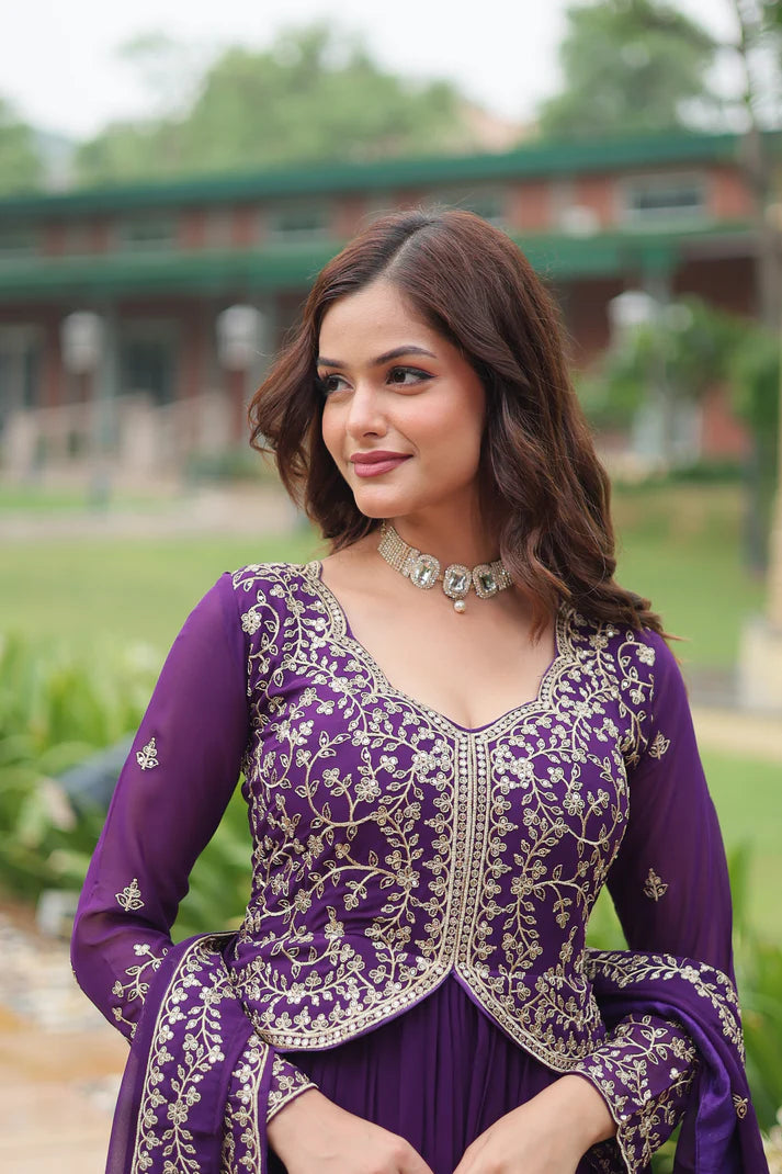 WEDDING SPECIAL FAUX BLOOMING SEQUINS EMBROIDERED GOWN WITH DUPATTA(WD50)