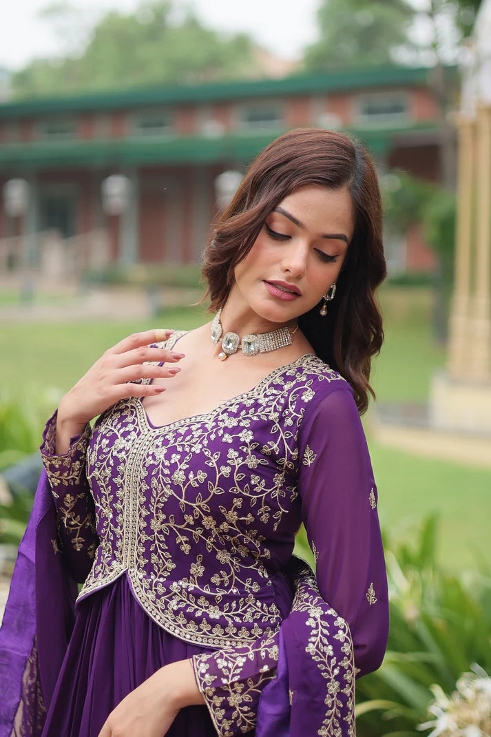 WEDDING SPECIAL FAUX BLOOMING SEQUINS EMBROIDERED GOWN WITH DUPATTA(WD50)