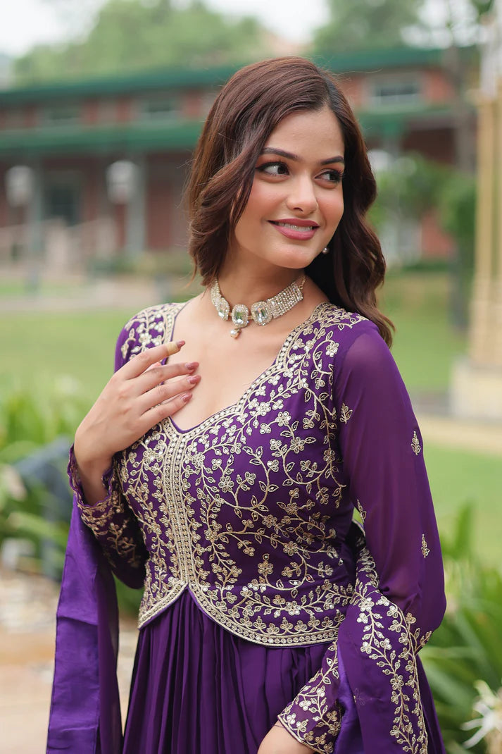 WEDDING SPECIAL FAUX BLOOMING SEQUINS EMBROIDERED GOWN WITH DUPATTA(WD50)