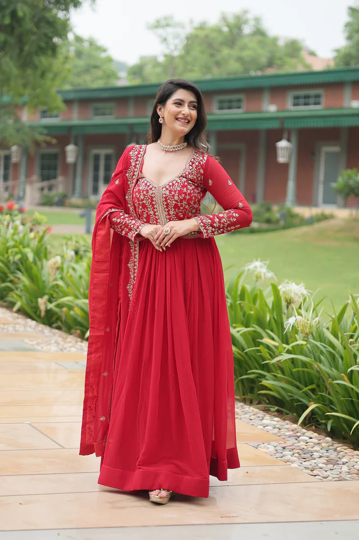 WEDDING SPECIAL FAUX BLOOMING SEQUINS EMBROIDERED GOWN WITH DUPATTA(WD50) (01)