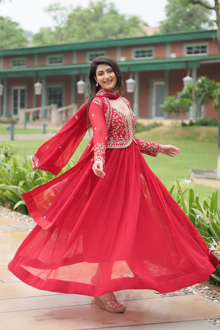 WEDDING SPECIAL FAUX BLOOMING SEQUINS EMBROIDERED GOWN WITH DUPATTA(WD50) (01)