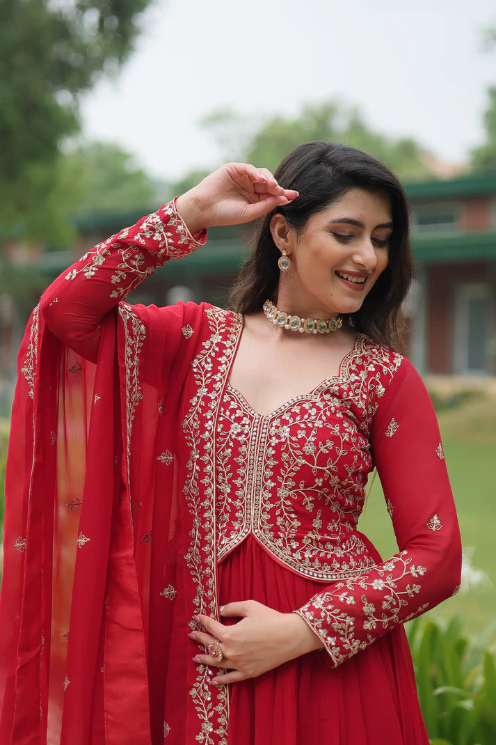 WEDDING SPECIAL FAUX BLOOMING SEQUINS EMBROIDERED GOWN WITH DUPATTA(WD50) (01)