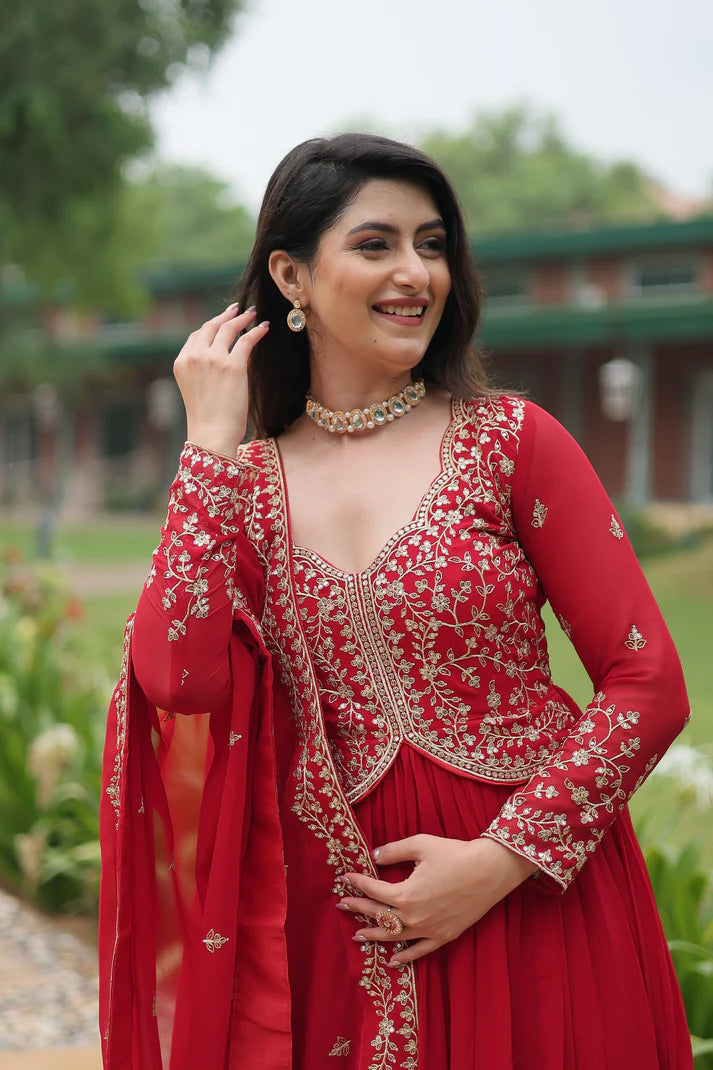 WEDDING SPECIAL FAUX BLOOMING SEQUINS EMBROIDERED GOWN WITH DUPATTA(WD50) (01)