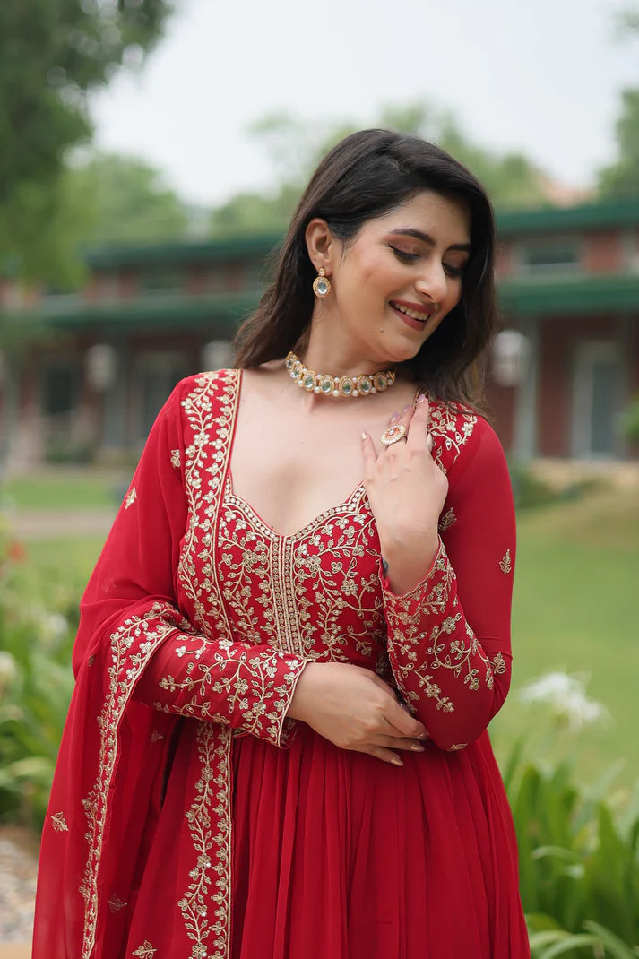 WEDDING SPECIAL FAUX BLOOMING SEQUINS EMBROIDERED GOWN WITH DUPATTA(WD50) (01)