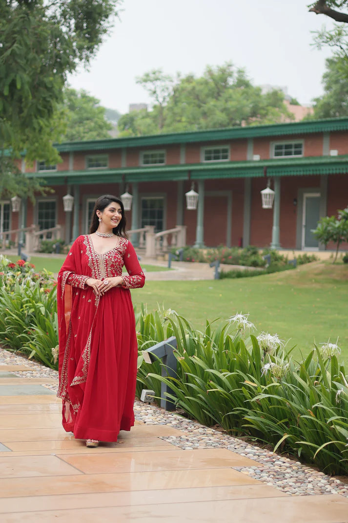 WEDDING SPECIAL FAUX BLOOMING SEQUINS EMBROIDERED GOWN WITH DUPATTA(WD50) (01)