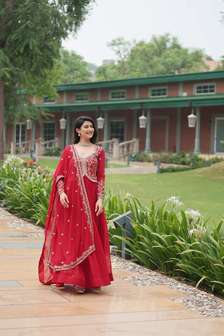 WEDDING SPECIAL FAUX BLOOMING SEQUINS EMBROIDERED GOWN WITH DUPATTA(WD50) (01)
