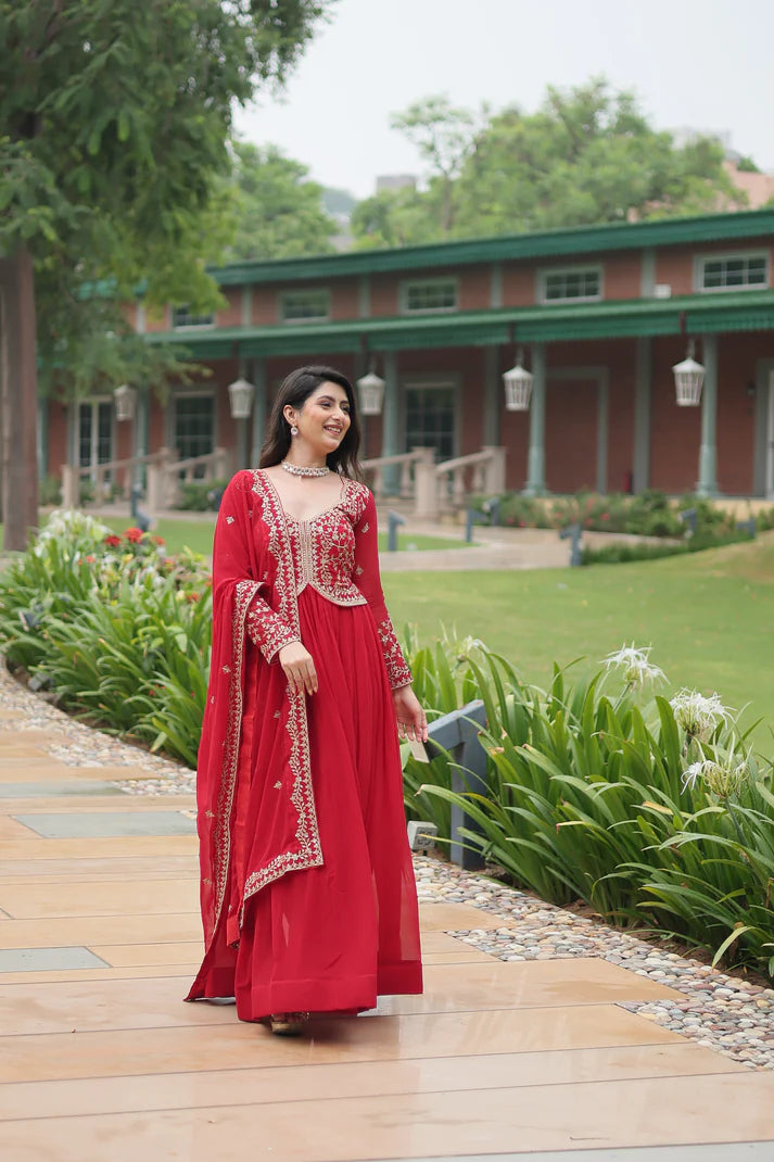 WEDDING SPECIAL FAUX BLOOMING SEQUINS EMBROIDERED GOWN WITH DUPATTA(WD50) (01)