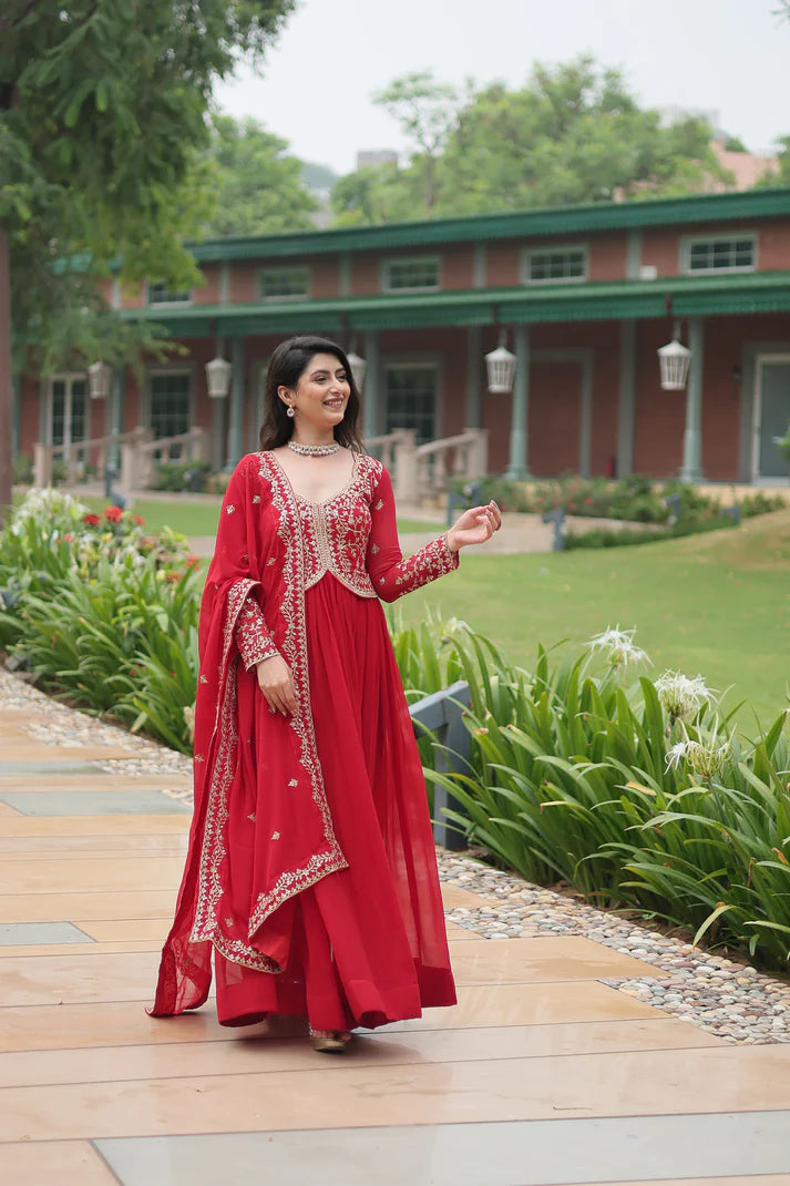 WEDDING SPECIAL FAUX BLOOMING SEQUINS EMBROIDERED GOWN WITH DUPATTA(WD50) (01)