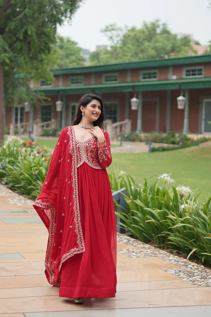 WEDDING SPECIAL FAUX BLOOMING SEQUINS EMBROIDERED GOWN WITH DUPATTA(WD50) (01)
