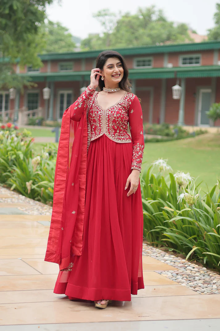 WEDDING SPECIAL FAUX BLOOMING SEQUINS EMBROIDERED GOWN WITH DUPATTA(WD50) (01)