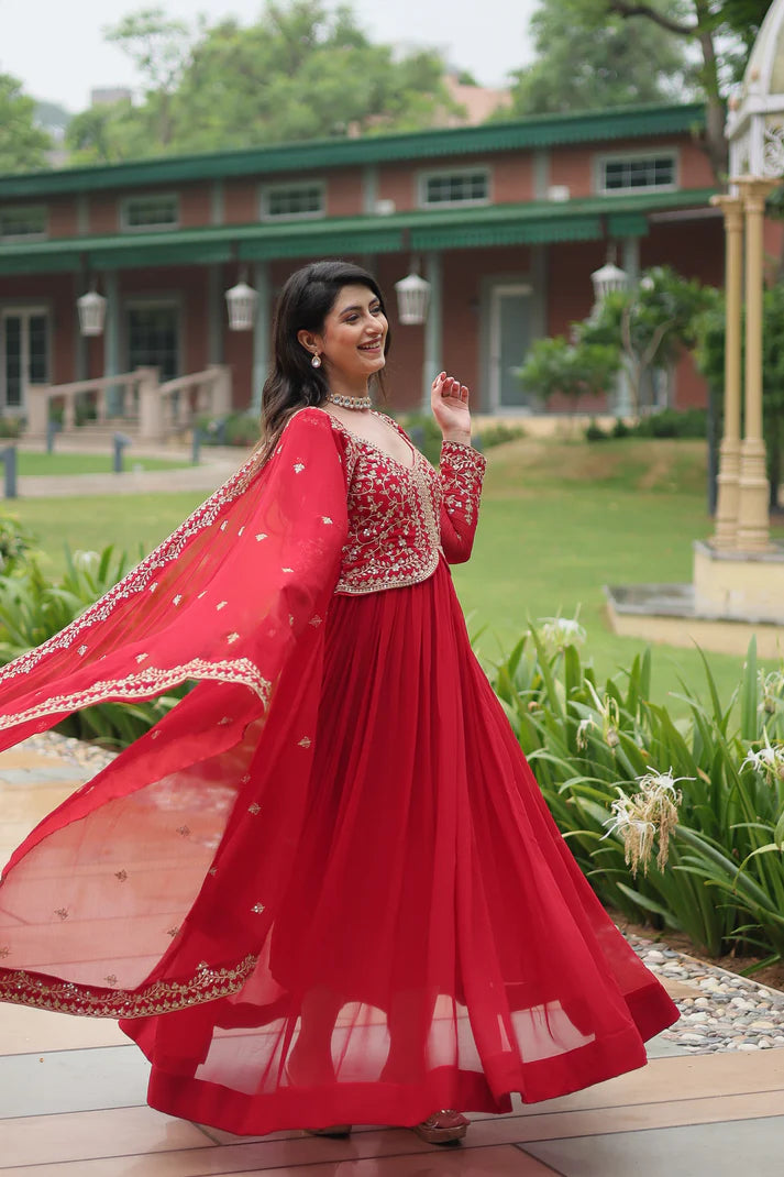 WEDDING SPECIAL FAUX BLOOMING SEQUINS EMBROIDERED GOWN WITH DUPATTA(WD50) (01)
