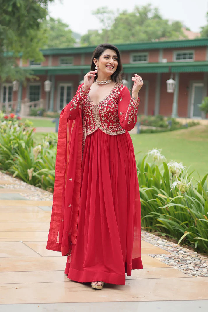 WEDDING SPECIAL FAUX BLOOMING SEQUINS EMBROIDERED GOWN WITH DUPATTA(WD50) (01)