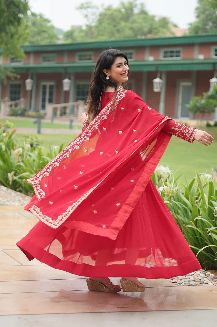 WEDDING SPECIAL FAUX BLOOMING SEQUINS EMBROIDERED GOWN WITH DUPATTA(WD50) (01)