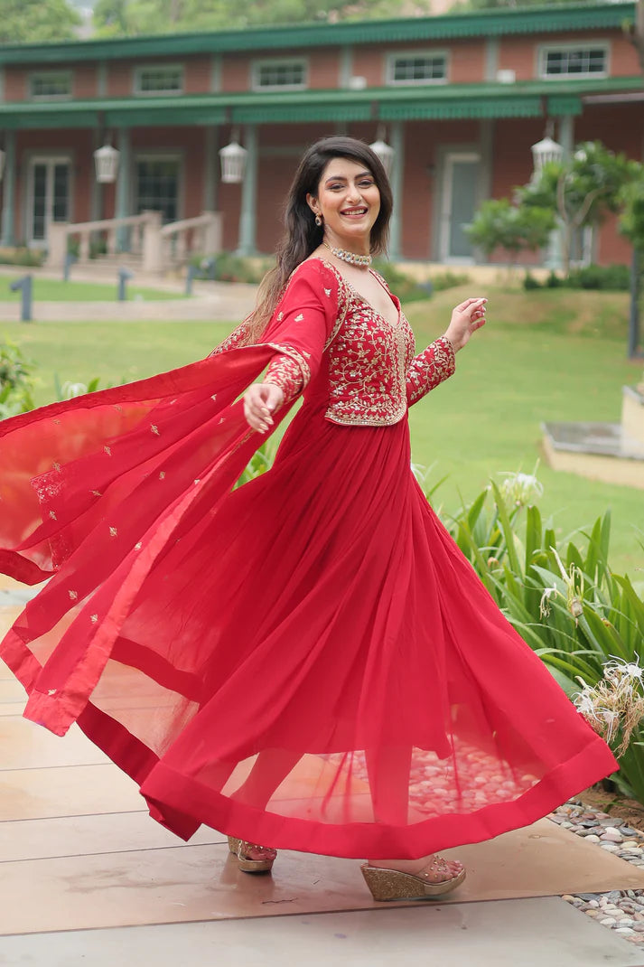 WEDDING SPECIAL FAUX BLOOMING SEQUINS EMBROIDERED GOWN WITH DUPATTA(WD50) (01)