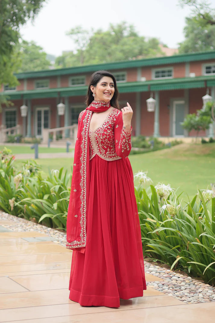 WEDDING SPECIAL FAUX BLOOMING SEQUINS EMBROIDERED GOWN WITH DUPATTA(WD50) (01)