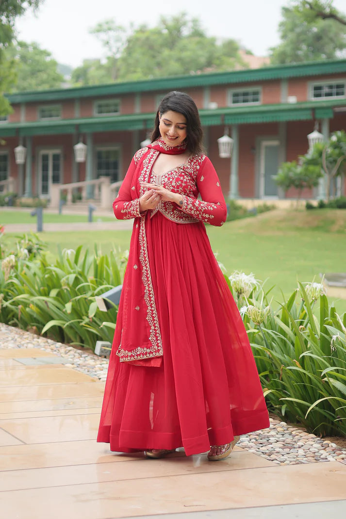 WEDDING SPECIAL FAUX BLOOMING SEQUINS EMBROIDERED GOWN WITH DUPATTA(WD50) (01)