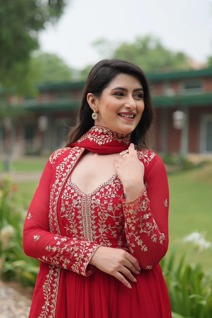 WEDDING SPECIAL FAUX BLOOMING SEQUINS EMBROIDERED GOWN WITH DUPATTA(WD50) (01)