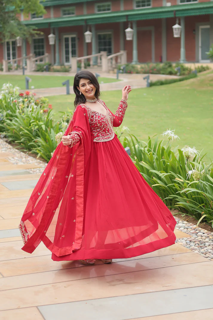 WEDDING SPECIAL FAUX BLOOMING SEQUINS EMBROIDERED GOWN WITH DUPATTA(WD50) (01)