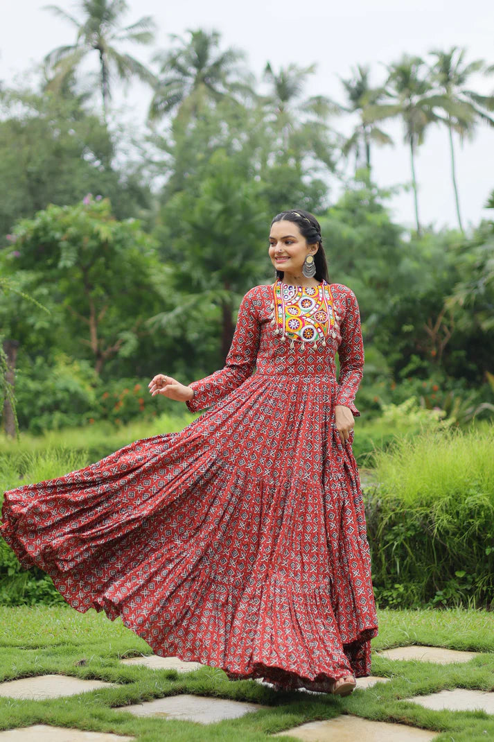 NAVRATRI SPECIAL COTTON GAMTHI PATCH WORK GOWN (WD49) (01)