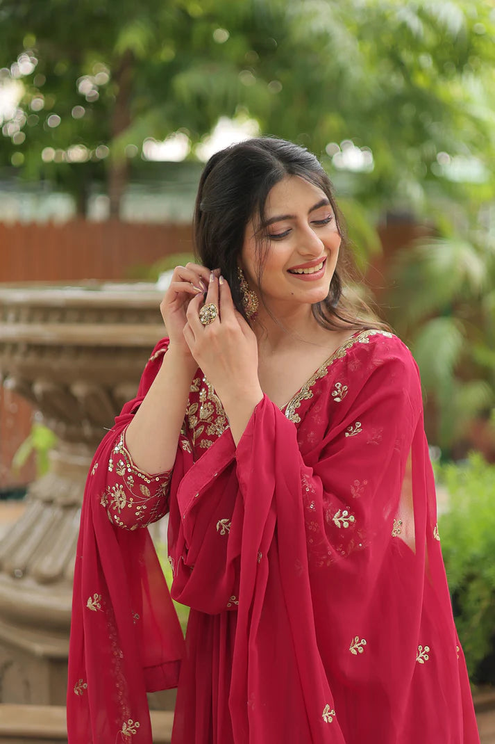 WEDDING SPECIAL SEQUINS EMBROIDERED GOWN WITH DUPATTA(WD23)