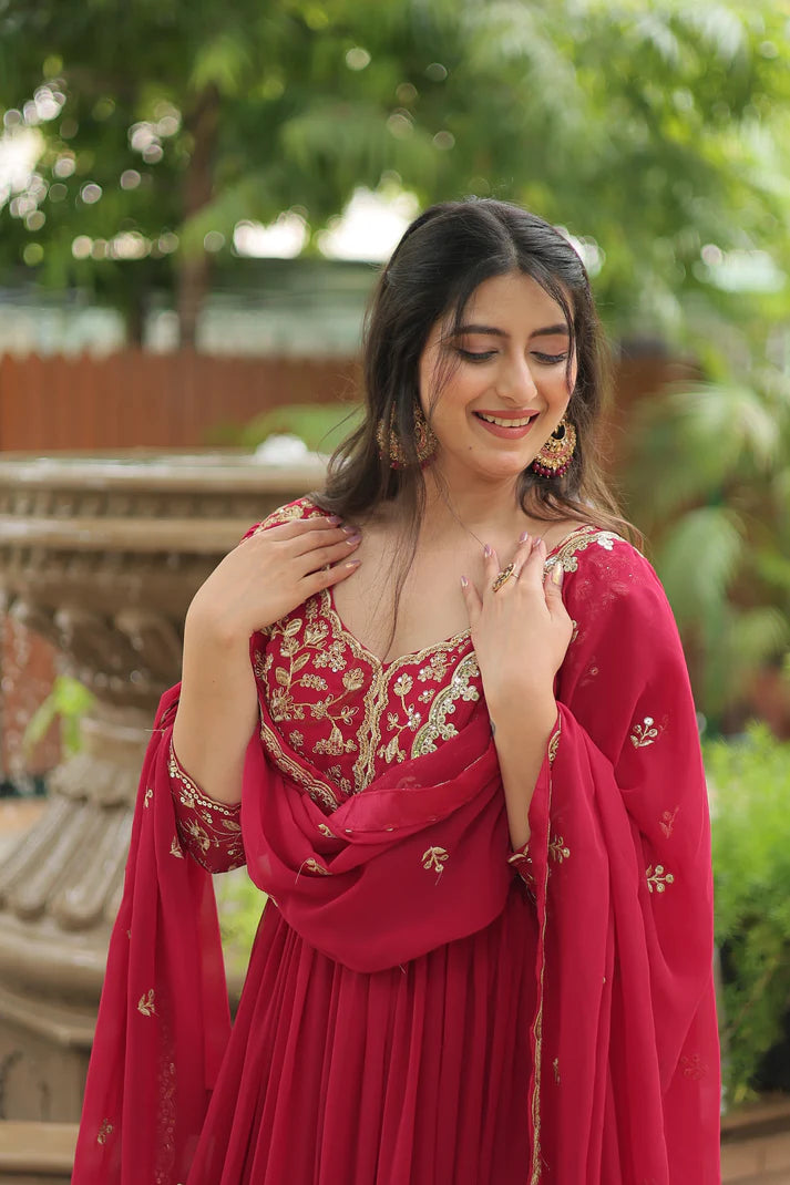 WEDDING SPECIAL SEQUINS EMBROIDERED GOWN WITH DUPATTA(WD23)