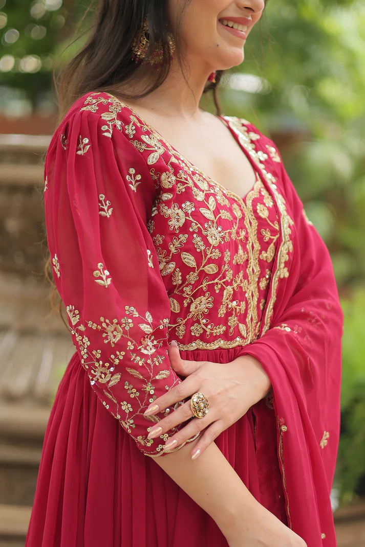 WEDDING SPECIAL SEQUINS EMBROIDERED GOWN WITH DUPATTA(WD23)