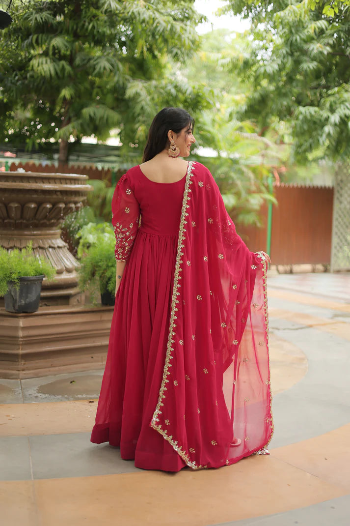 WEDDING SPECIAL SEQUINS EMBROIDERED GOWN WITH DUPATTA(WD23)