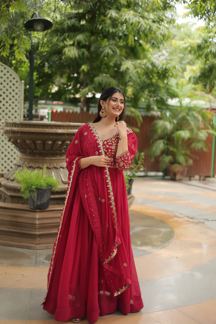 WEDDING SPECIAL SEQUINS EMBROIDERED GOWN WITH DUPATTA(WD23)