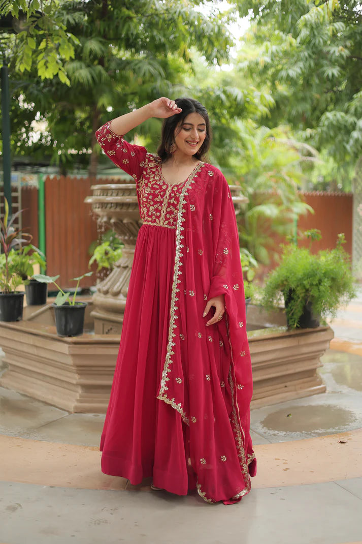 WEDDING SPECIAL SEQUINS EMBROIDERED GOWN WITH DUPATTA(WD23)