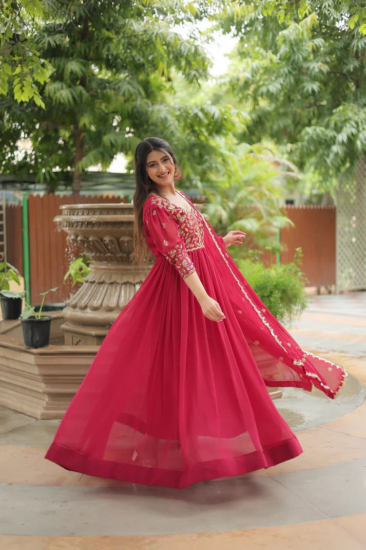WEDDING SPECIAL SEQUINS EMBROIDERED GOWN WITH DUPATTA(WD23)