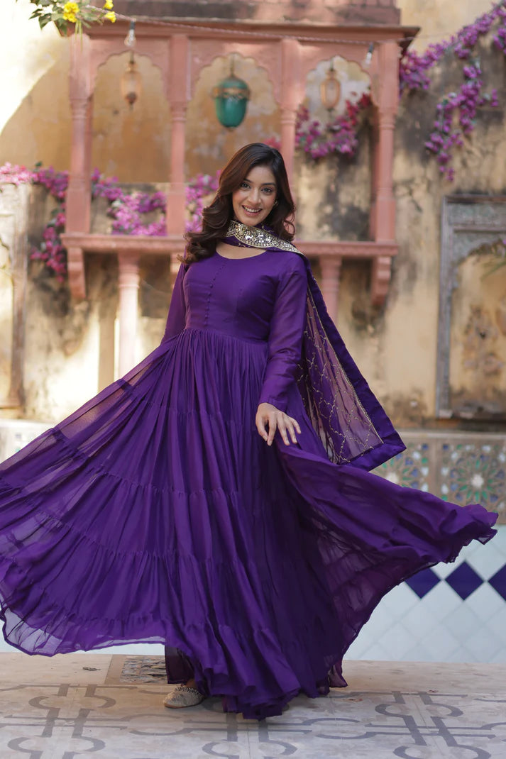 WEDDING SPECOAL STAR GEORGETTE GOWN WITH DUPATTA(WD54) (01)