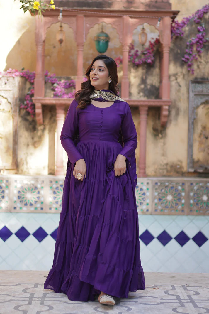 WEDDING SPECOAL STAR GEORGETTE GOWN WITH DUPATTA(WD54) (01)