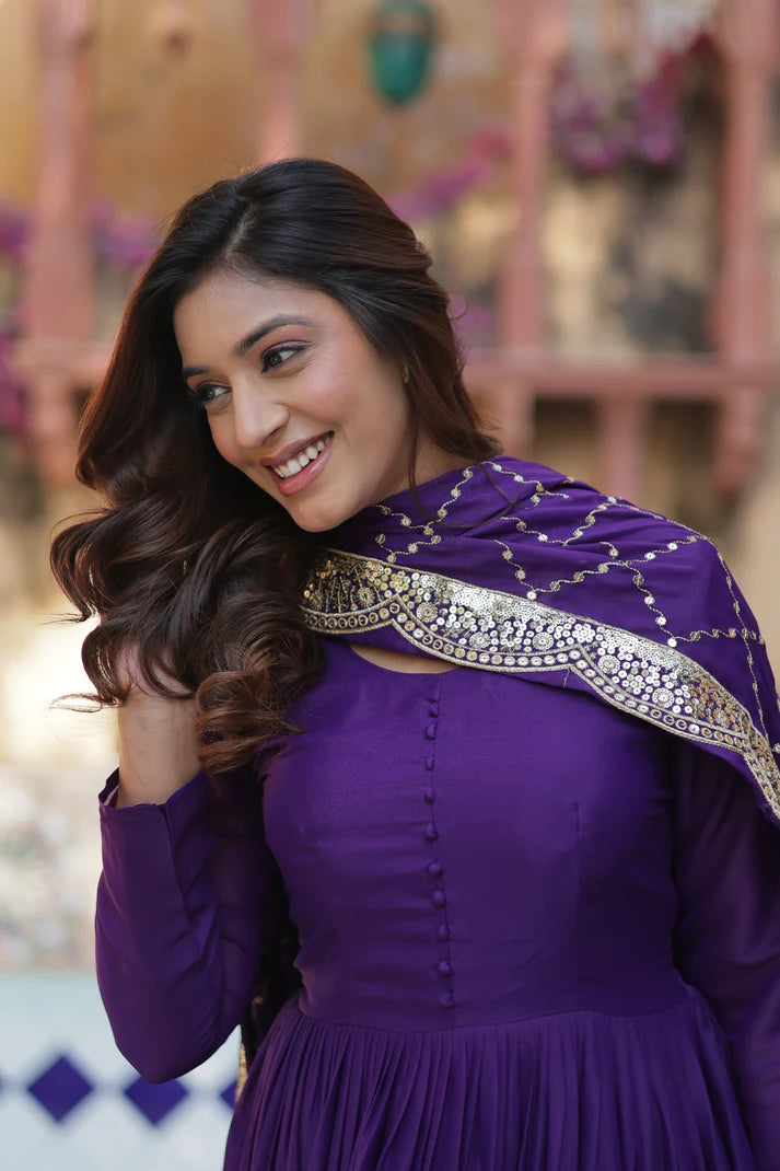 WEDDING SPECOAL STAR GEORGETTE GOWN WITH DUPATTA(WD54) (01)