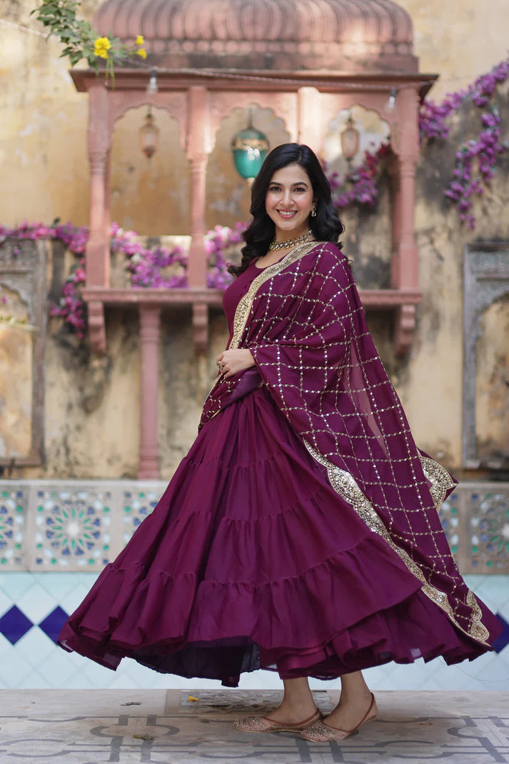 WEDDING SPECOAL STAR GEORGETTE GOWN WITH DUPATTA(WD54) (03)