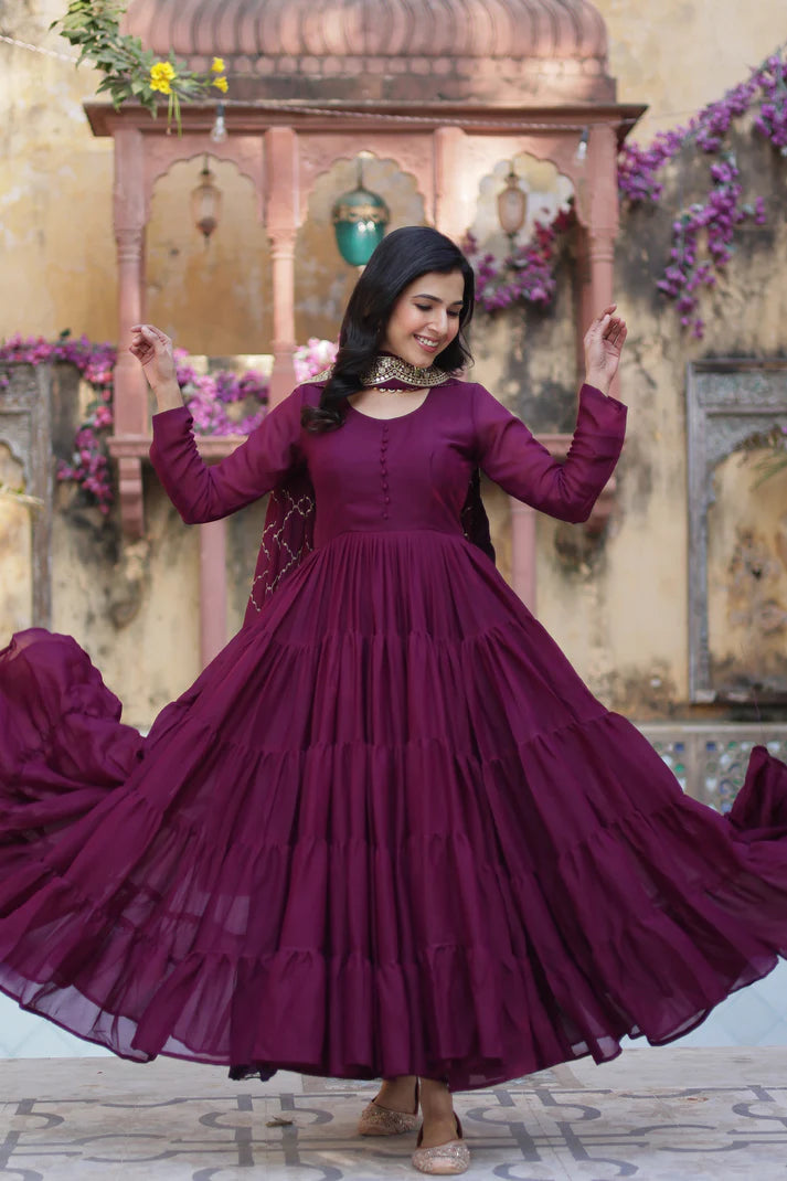 WEDDING SPECOAL STAR GEORGETTE GOWN WITH DUPATTA(WD54) (03)