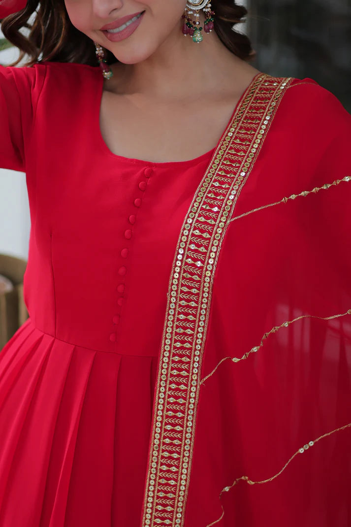 WEDDING SPECIAL FAUX BLOOMING GEORGETTE SEQUINS EMBROIDERD GOWN WITH DUPATTA(WD57) (01)