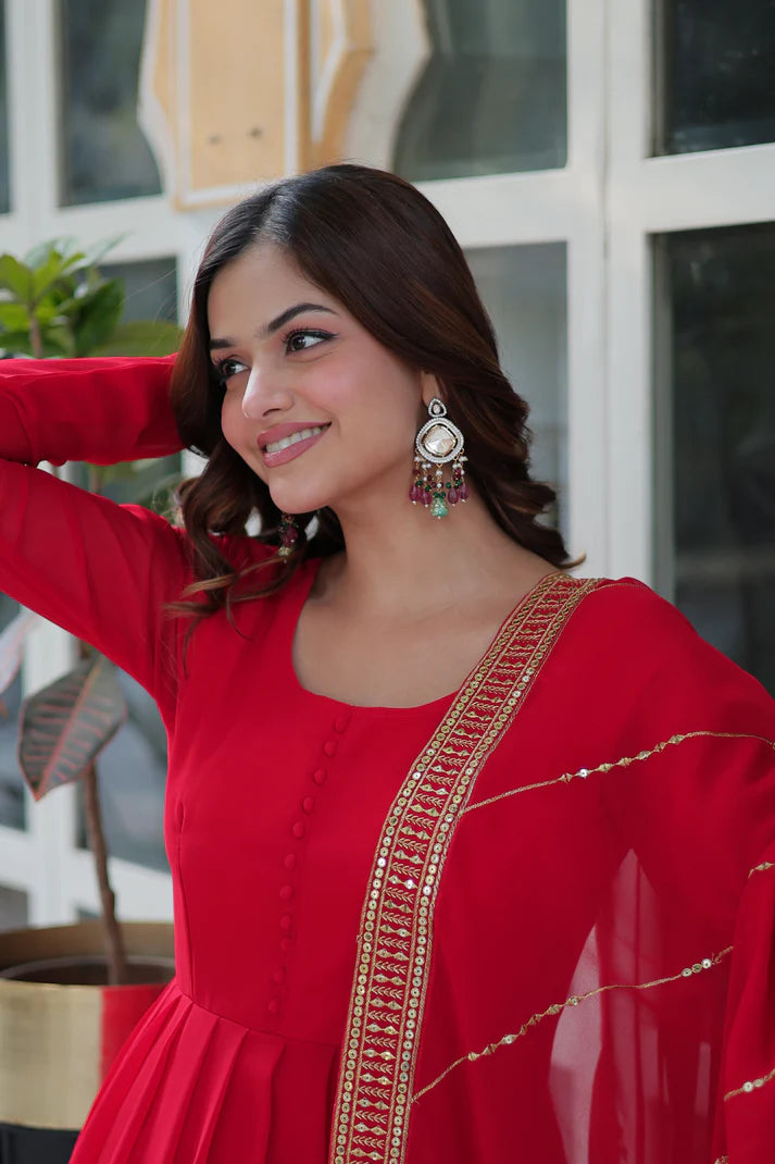 WEDDING SPECIAL FAUX BLOOMING GEORGETTE SEQUINS EMBROIDERD GOWN WITH DUPATTA(WD57) (01)