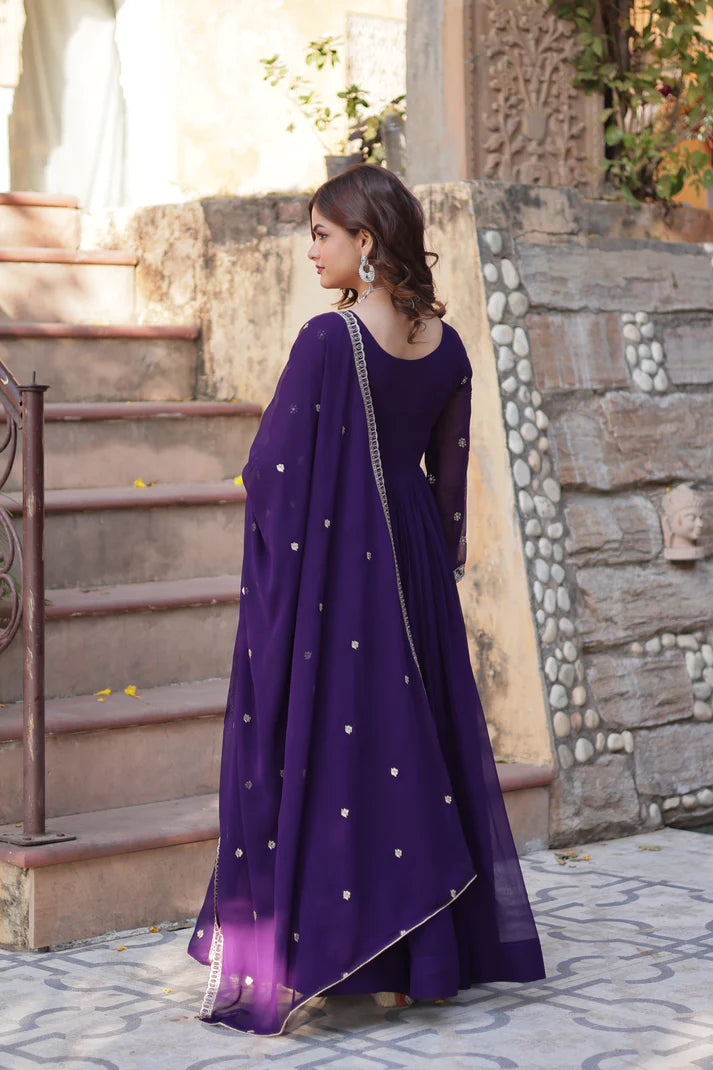 FAUX BLOOMING SEQUANCE EMBROIDERED GOWN WITH DUPATTA(WD80) (01)