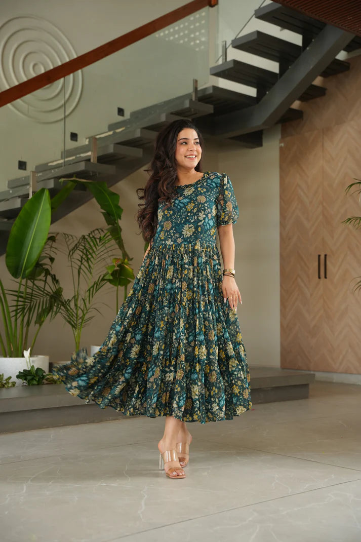 FAUX GEORGETTE PRINTED GOWN FOR SUMMER(WD79)