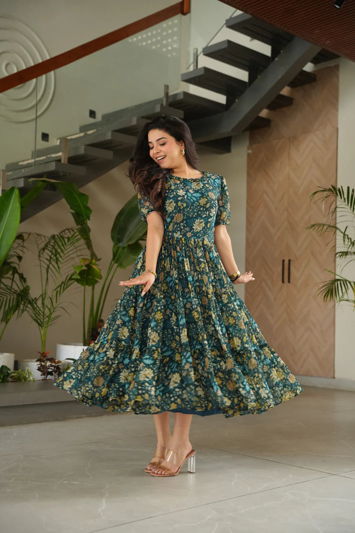 FAUX GEORGETTE PRINTED GOWN FOR SUMMER(WD79)