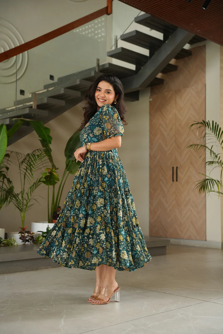 FAUX GEORGETTE PRINTED GOWN FOR SUMMER(WD79)